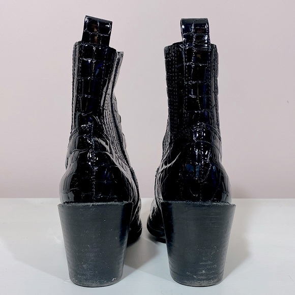 Aqua Aqua Womens Star Patent Block Heel Ankle Boots - Picture 4 of 9